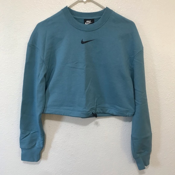 Nike Tops - Nike swoosh crop adjustable sweatshirt blue
